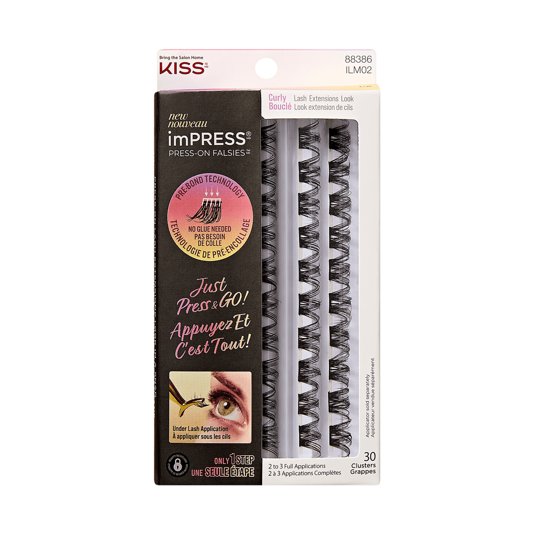 imPRESS Falsies Self Adhesive Eyelashes Refills 30 Clusters - Curly