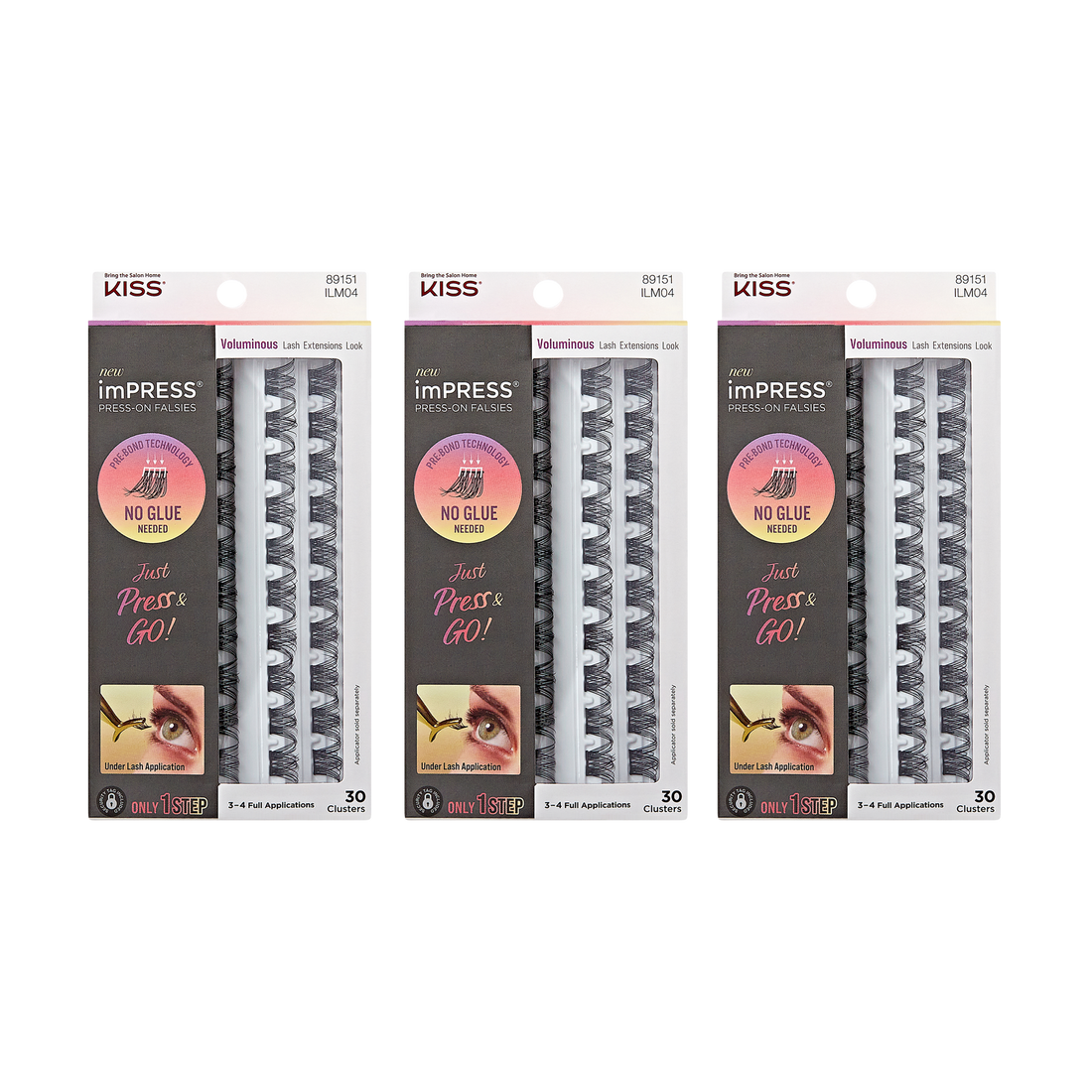 imPRESS Press-On Falsies 3-Pack Voluminous Clusters Bundle